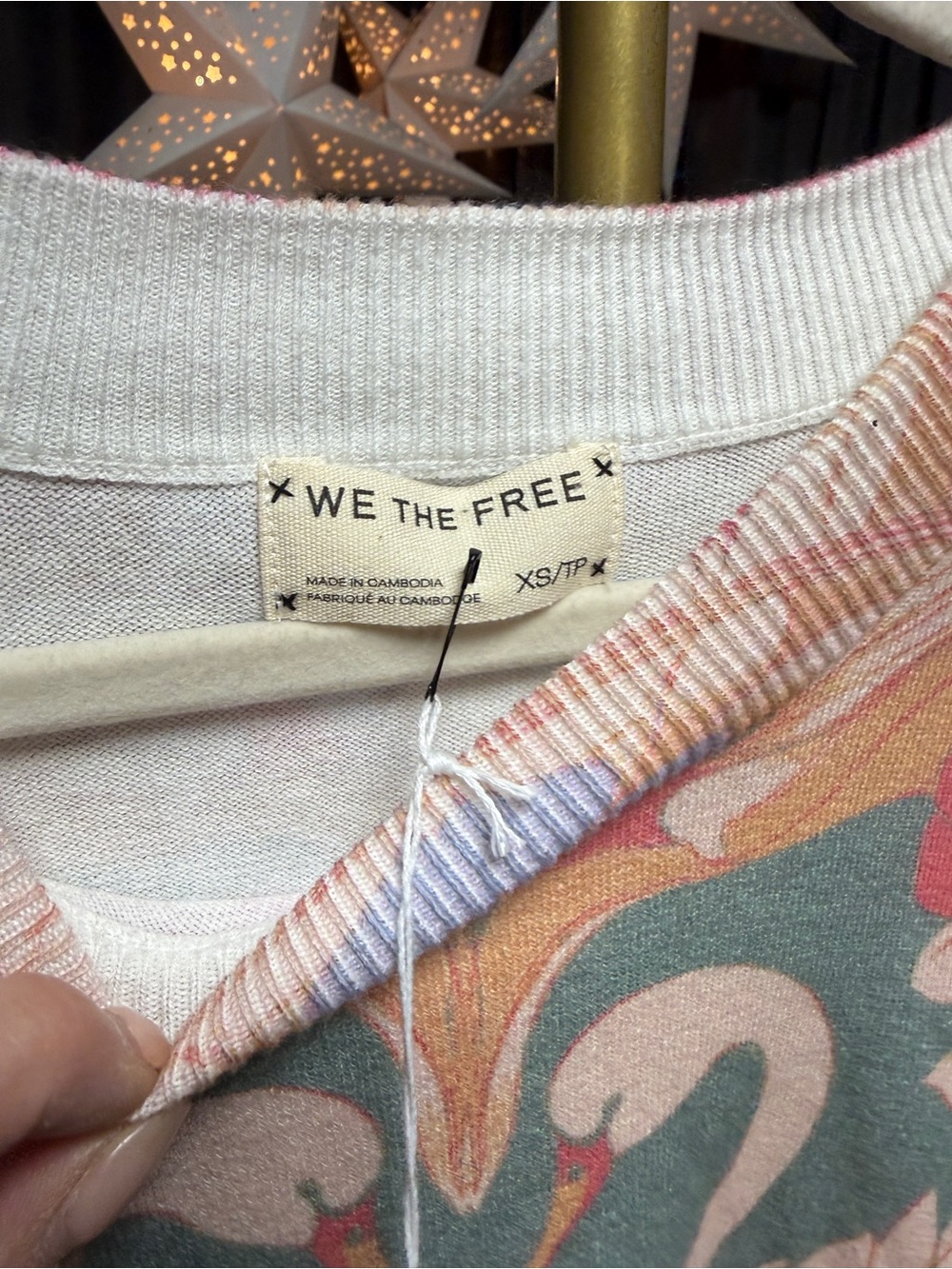 RARE Free People We the Free Nouvelle Patterned Pullover- Swan - Picture 6 of 6